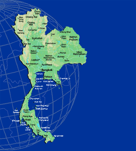 carte thailande et des principales villes du pays